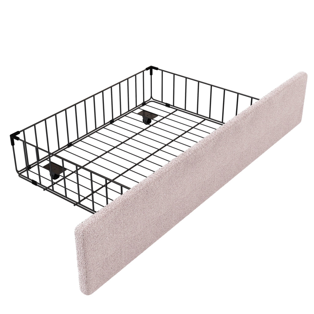 OKWISH Letto Bambini 90×200 cm, Letto Singolo con 2 Cassetti, Testiera a Coniglio e Contenitore, senza Materasso, Rosa
