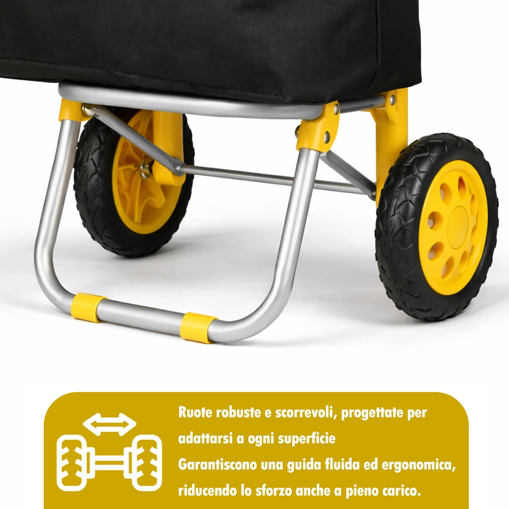 Carrello per la Spesa Poseidon Trolley con Rivestimento Termico 36x30x90 cm e Ruote Giallo