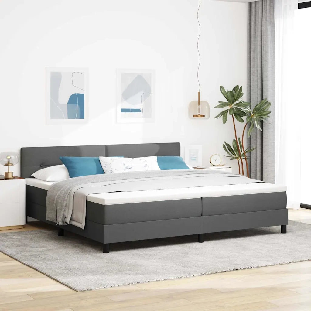 Letto a molle con strisce LED Grigio scuro 200 x 200 cm Tessuto 3342234