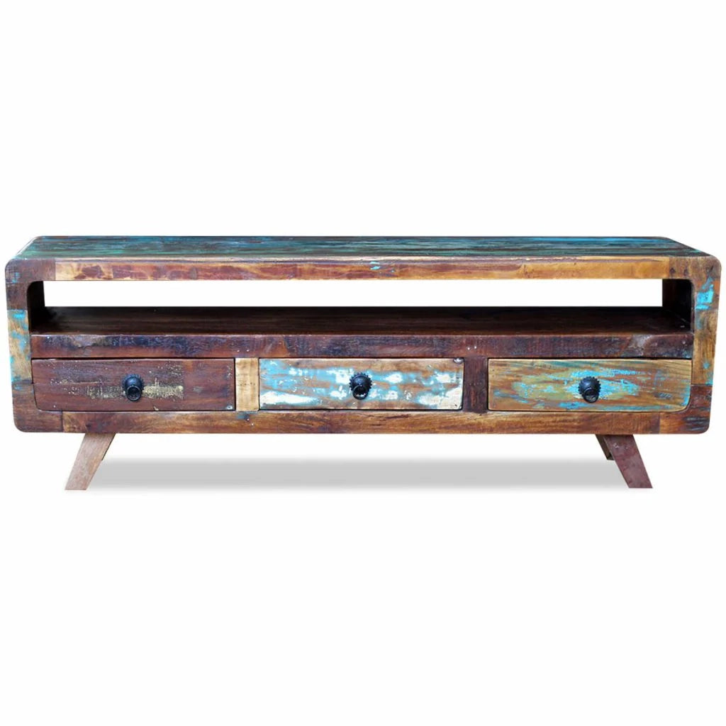 Pratico mobile porta TV/credenza di design con 3 cassetti realizzato in legno massello di recupero 2502100