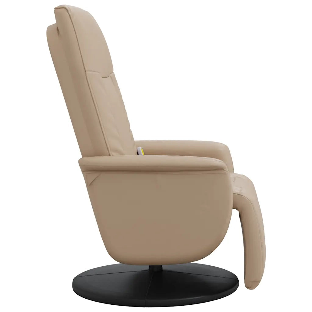 Divano Sedia-Poltrona Reclinabile Massaggi Poggiapiedi Cappuccino Similpelle 562053