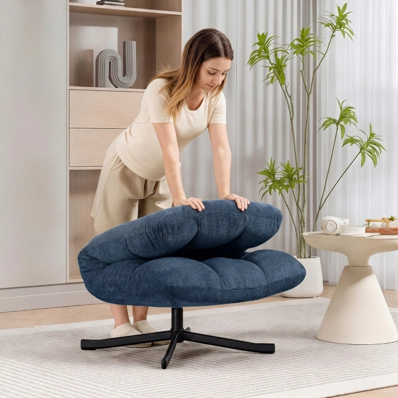 POLTRONA girevole 75 cm Blu scuro in poliestere