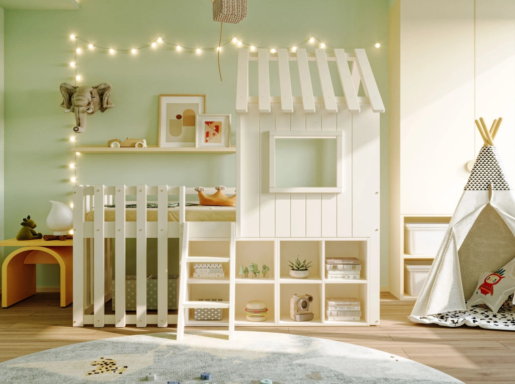 letto a castello in legno massiccio bianco 95 x 204.5 cm