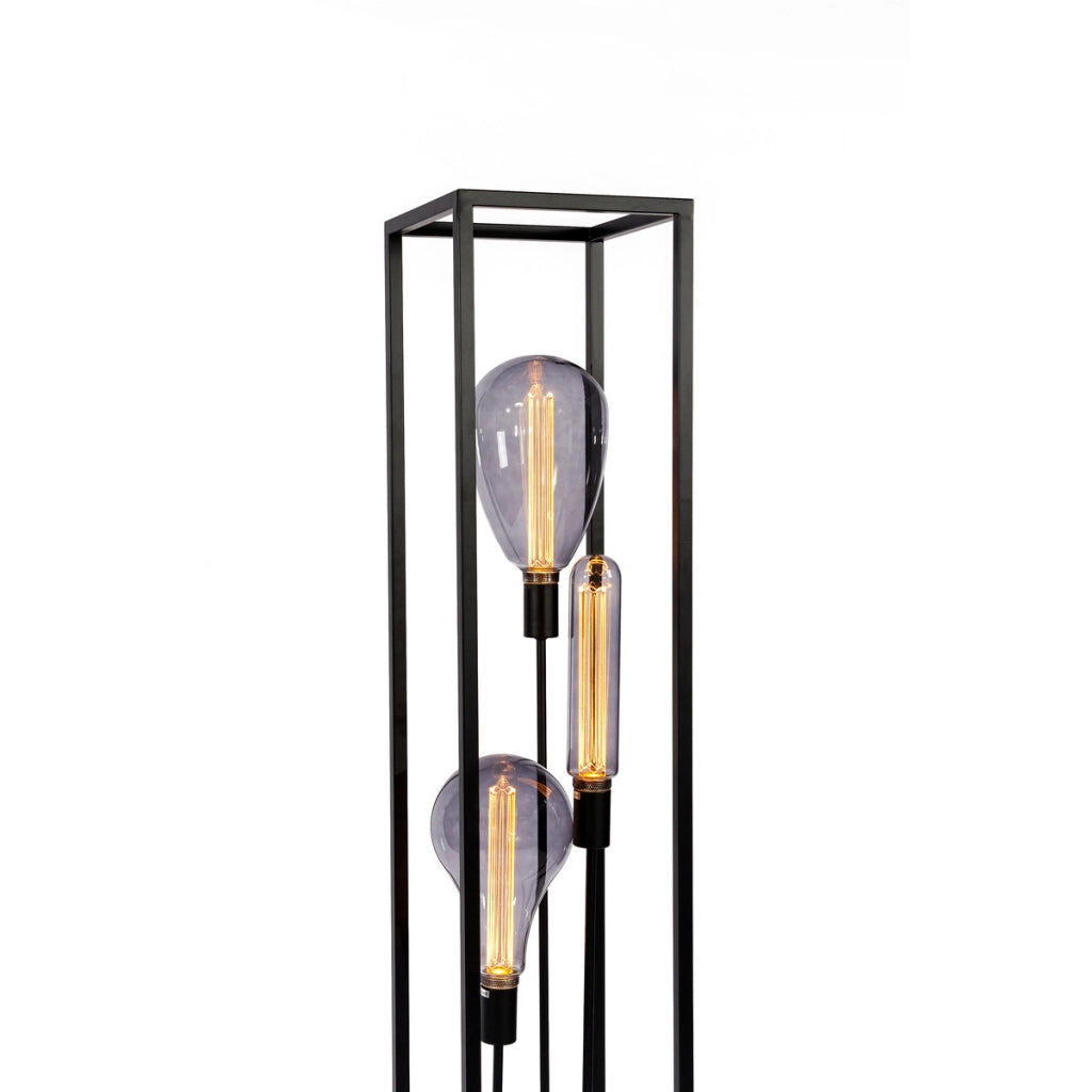 Lampada da terra 3 luci V340 nera in metallo, stile industriale