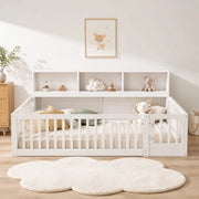 Daybed 140x200 cm in pino e MDF con sponde di sicurezza; bianco