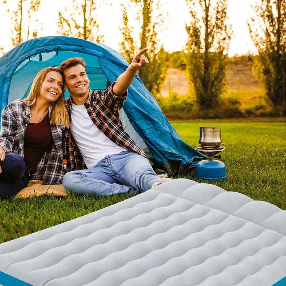 Trade Shop - Materasso Gonfiabile Matrimoniale Camping Laminato 193x127x24cm Campeggio 67999 -