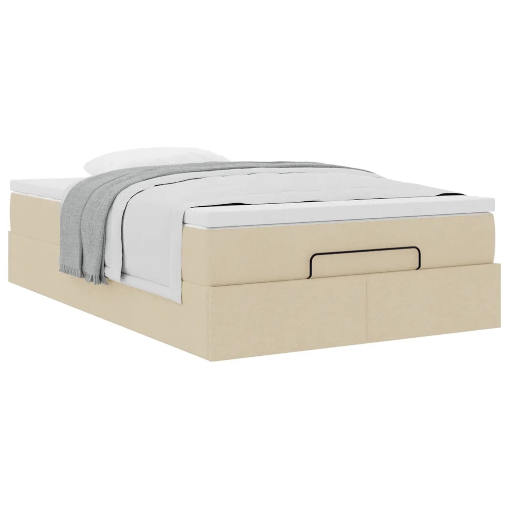 vidaXL Struttura Letto Pouf con Materasso Crema 120x200 cm in Tessuto