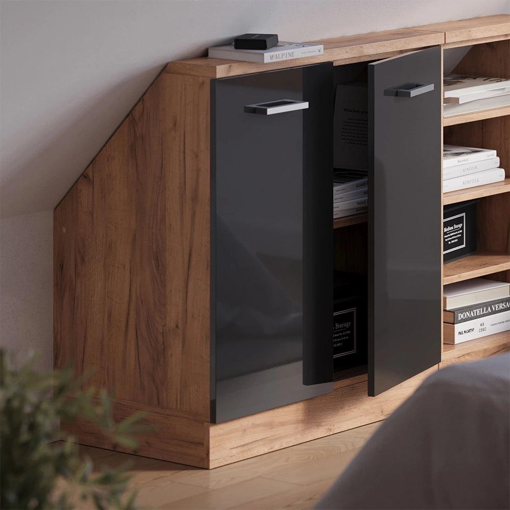 Mobile sottotetto Rion Antracite lucido/Rovere dorato con 2 porte Vicco