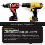 Montaggio a Mano per Trapani a Batteria - M18 18V/20V - 2 Pezzi - Nero - Fissaggio Robusto e Efficienza - Adatto per Strumenti a Batteria - 2 Pezzi