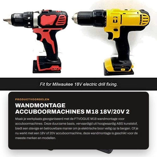 Montaggio a Mano per Trapani a Batteria - M18 18V/20V - 2 Pezzi - Nero - Fissaggio Robusto e Efficienza - Adatto per Strumenti a Batteria - 2 Pezzi