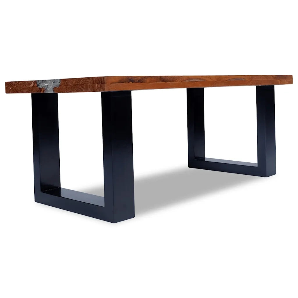 Tavolino da CaffÃ¨ in Legno Massello di Teak e Resina 100x50 cm cod mxl 9841