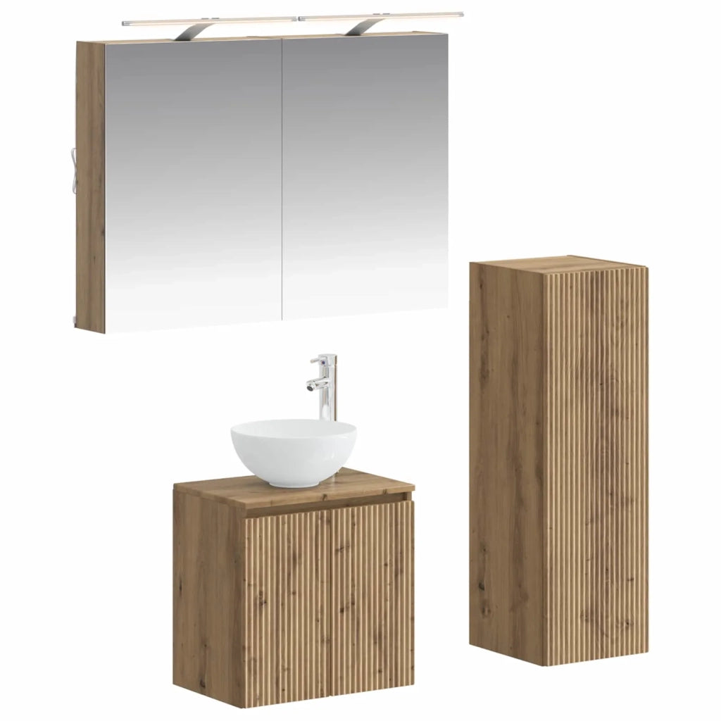 Set di mobili per il bagno 4 pz Rovere Artigianale 3407414