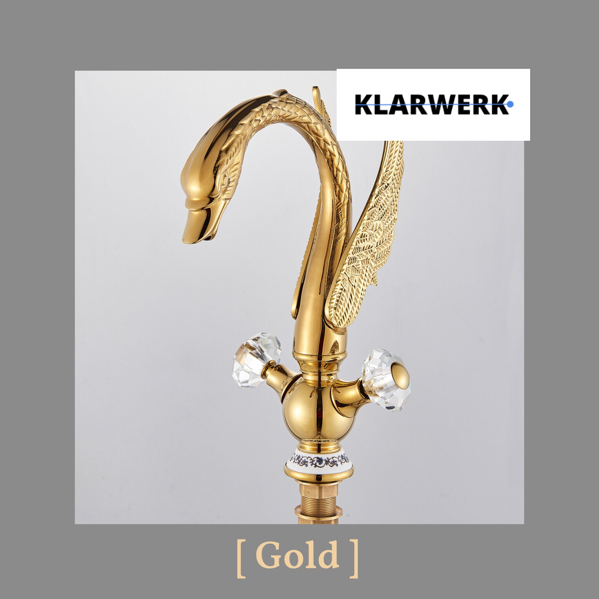 ADRIAN| Rubinetto per bagno grande di design in acciaio inossidabile aspetto cigno di lusso dorato |Miscelatore alto per lavabo independente