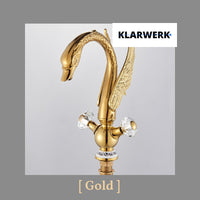 ADRIAN| Rubinetto per bagno grande di design in acciaio inossidabile aspetto cigno di lusso dorato |Miscelatore alto per lavabo independente