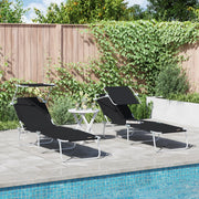 Lettini prendisole 2 pcs con tettuccio Nero tessuto Oxford 600D