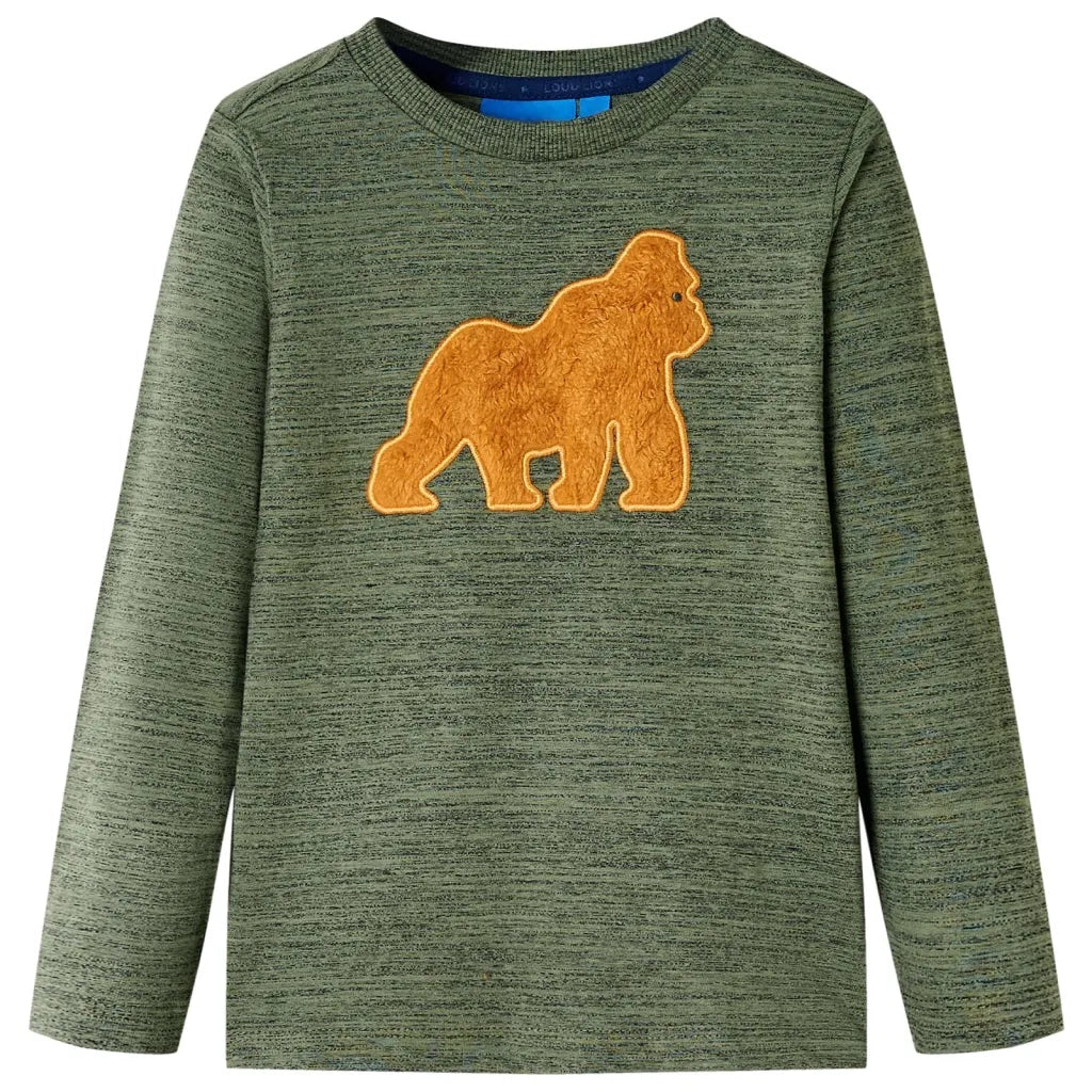 Maglietta per Bambini Maniche Lunghe Cachi MÃ©lange 104cod mxl 133177