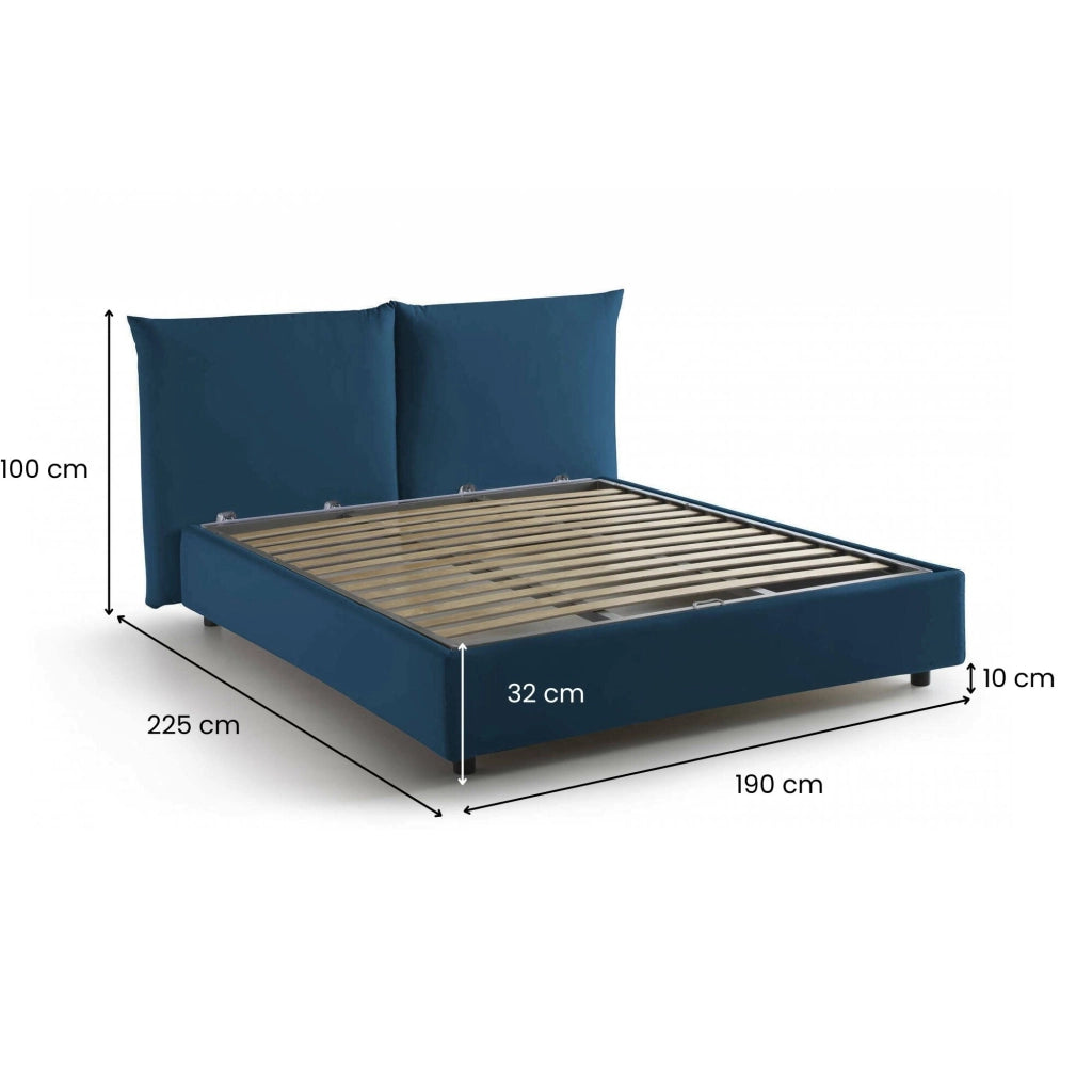 Letto Matrimoniale Aghineo, Letto Matrimoniale Sfoderabile Made in Italy, blu