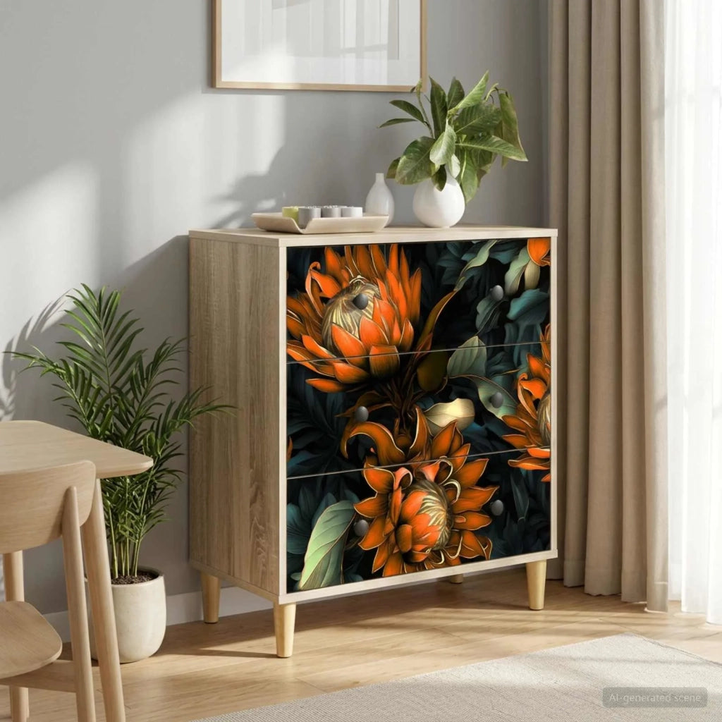 Cassettiera LOCHEM Stampa arancione 66 x 36,5 x 75 cm Sonoma 8007350
