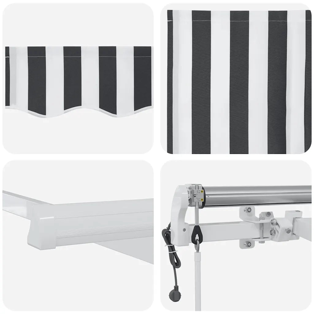 Tenda Retrattile Automatica Antracite e Bianco 450x300 cm 3310234