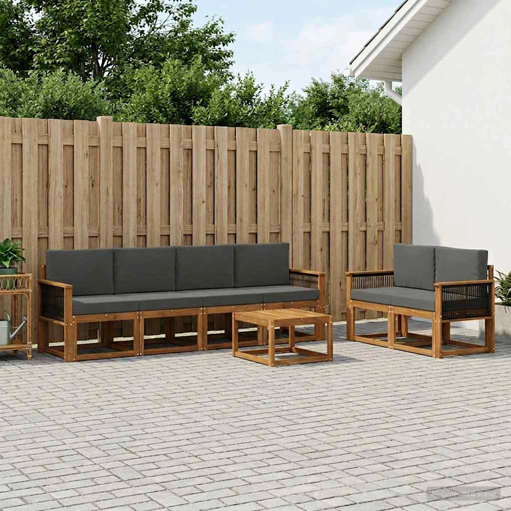 Set di divani da esterno 6 pz Naturale e Antracite 3385013