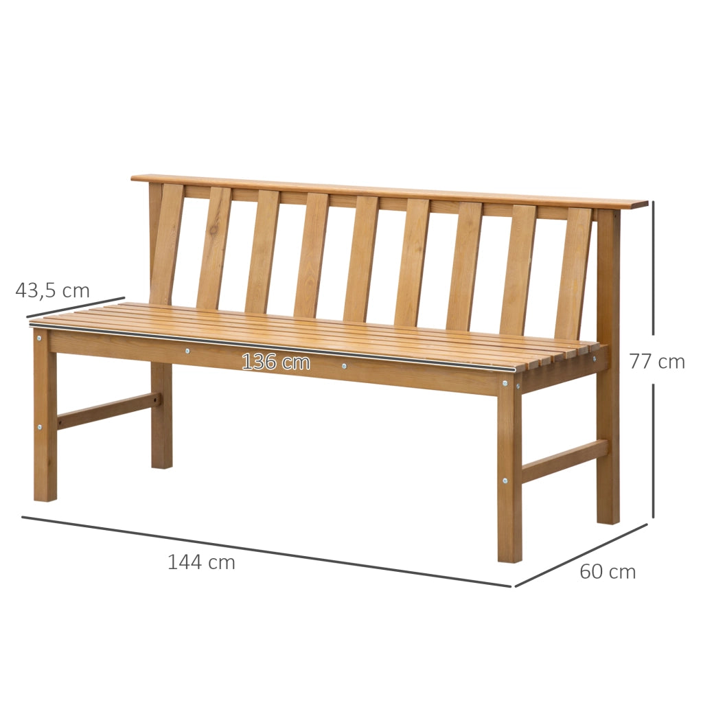 Panchina da Giardino 3 Posti ¨C zephmum ¨C Legno Massello Naturale 144x60x77 cm