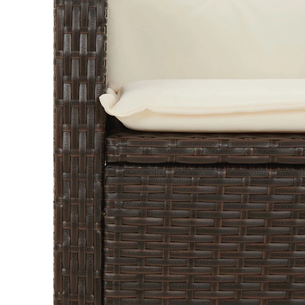 Panca Reclinabile da Giardino con Cuscini Marrone in Polyrattan 368227