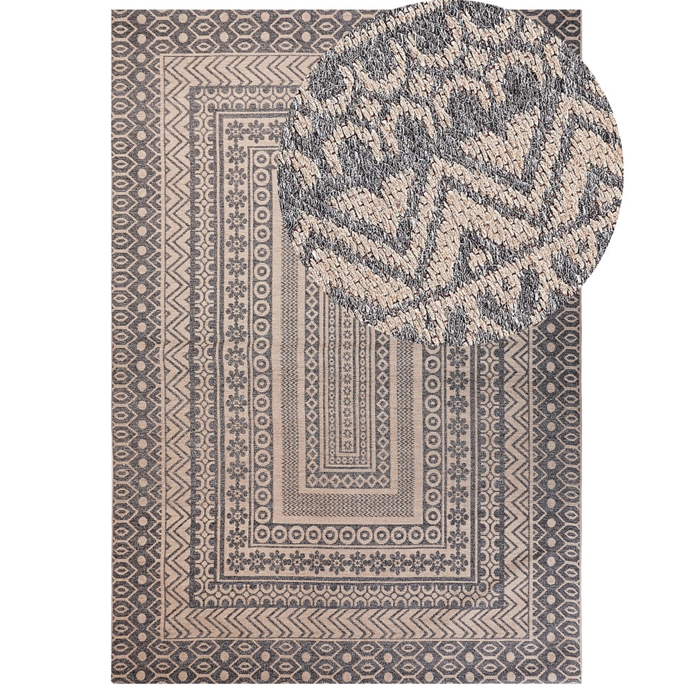 Tappeto moderno dal motivo geometrico 160 x 230 cm beige e grigio soggiorno camera da letto