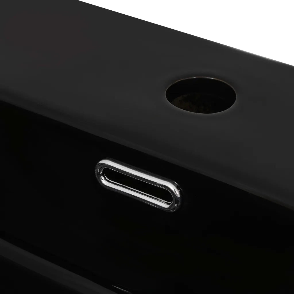 Lavandino con Foro Rubinetto Ceramica Nero 60,5x42,5x14,5 cm 142742