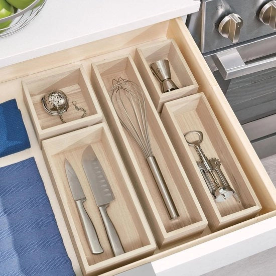 Organizzatore di Cucina in Paulownia - Opzetstuk per Utensili - Beige 381 x 85 x 69 cm