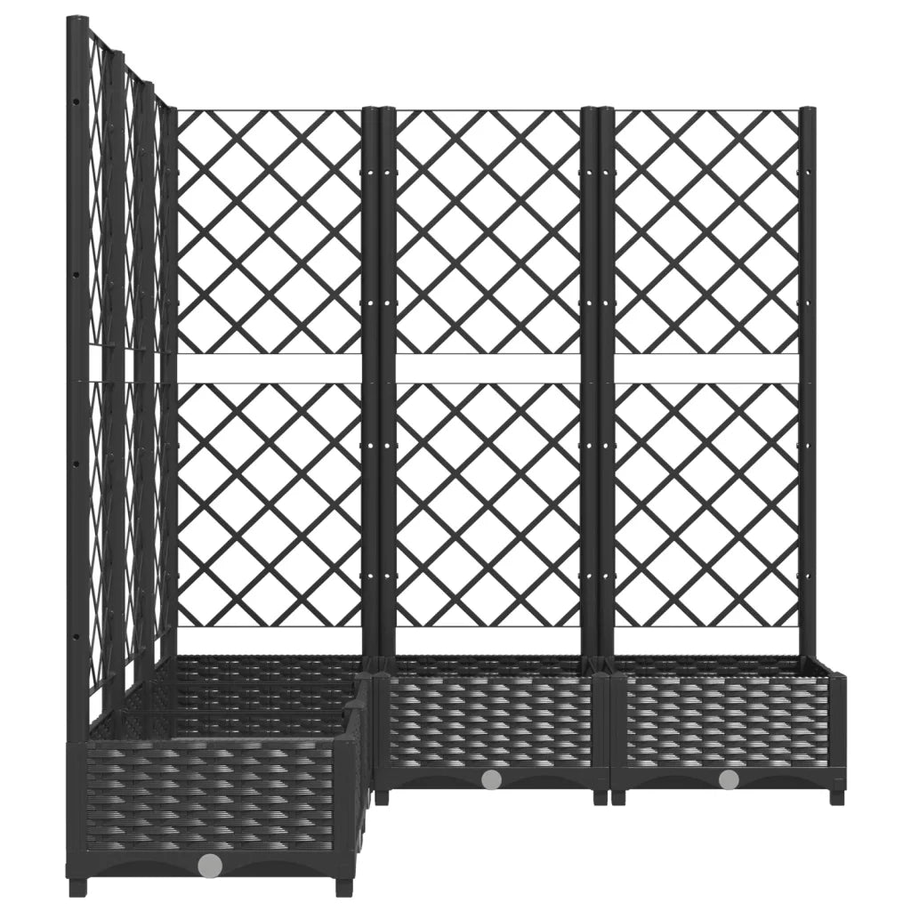 Fioriera | Cassetta per fiori | Vaso da Giardino con Graticcio Nero 120x120x121,5 cm in PP