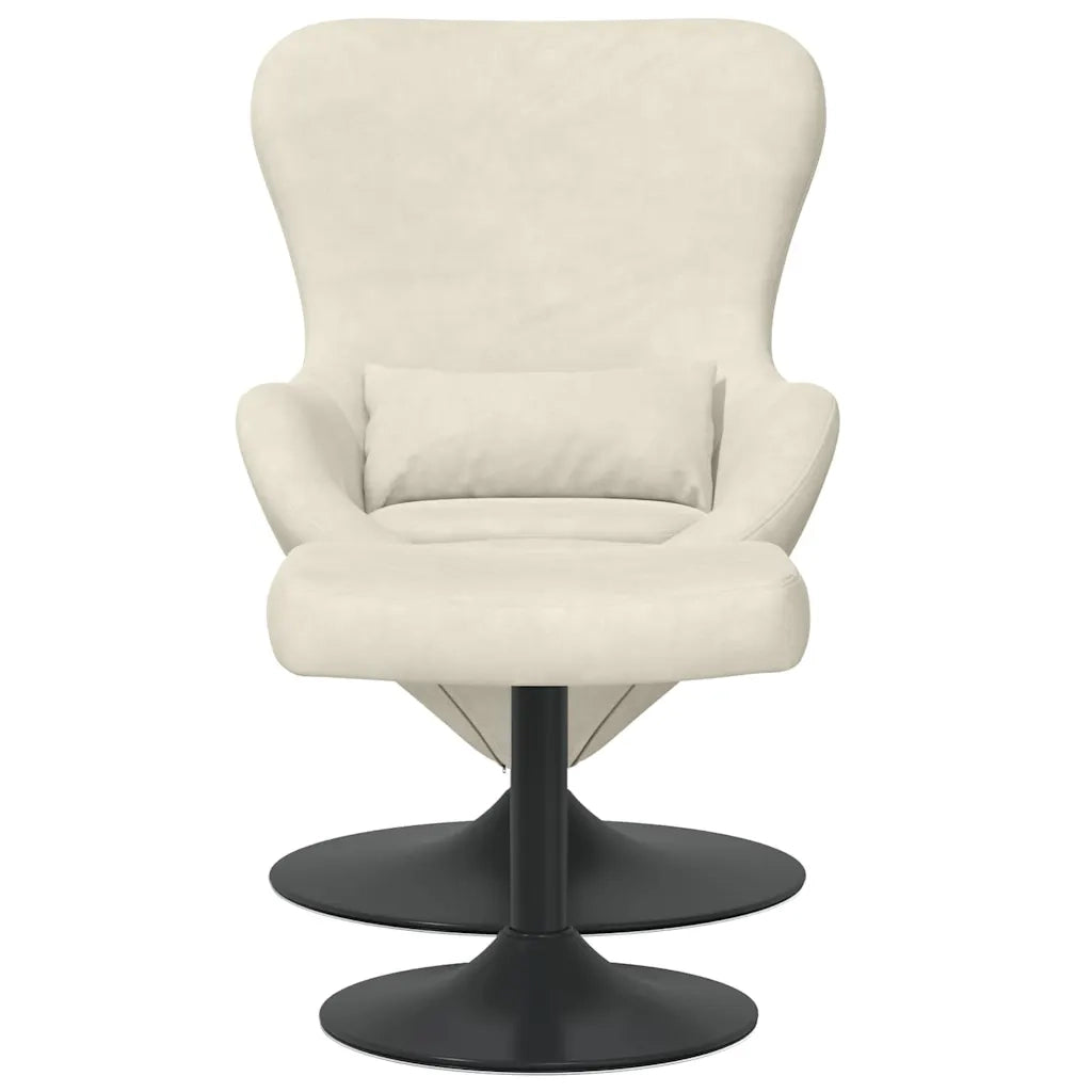 Poltrona | Sedia Egg con Pouf Crema Velluto