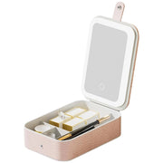 Trade Shop - Borsa Per Trucchi Con Specchio Illuminato Custodia Cosmetici Motivo A Coccodrillo Rosa -