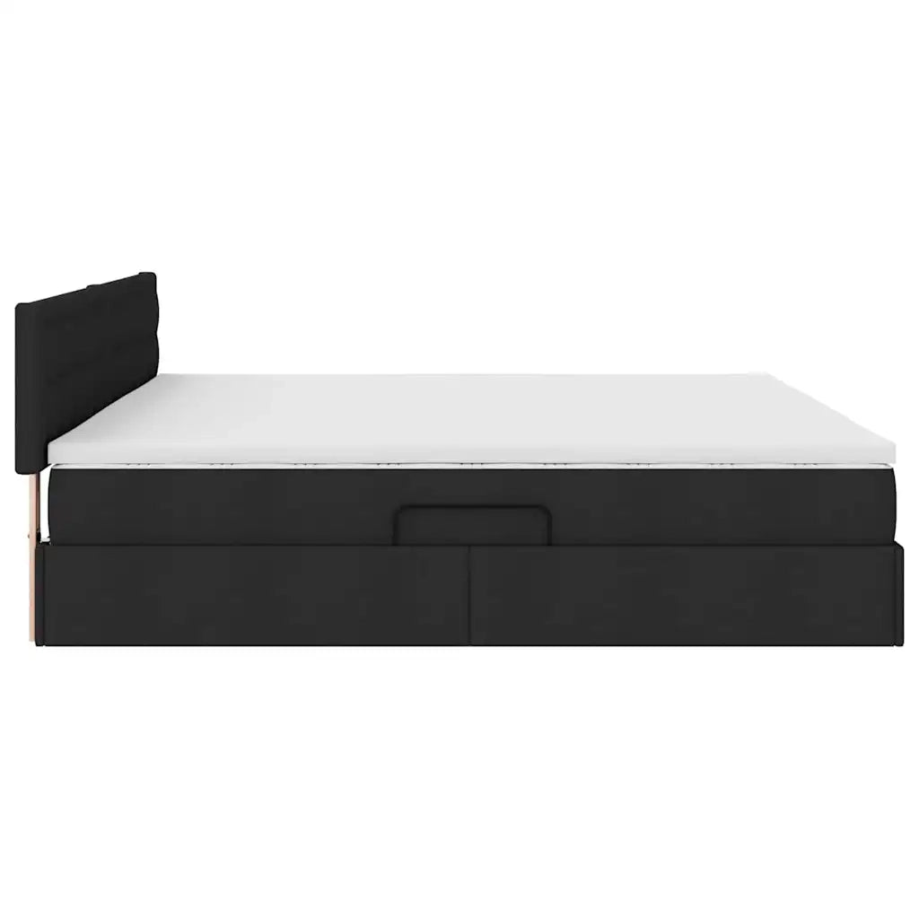 Letto con contenitore e materasso Nero 200 x 200 cm