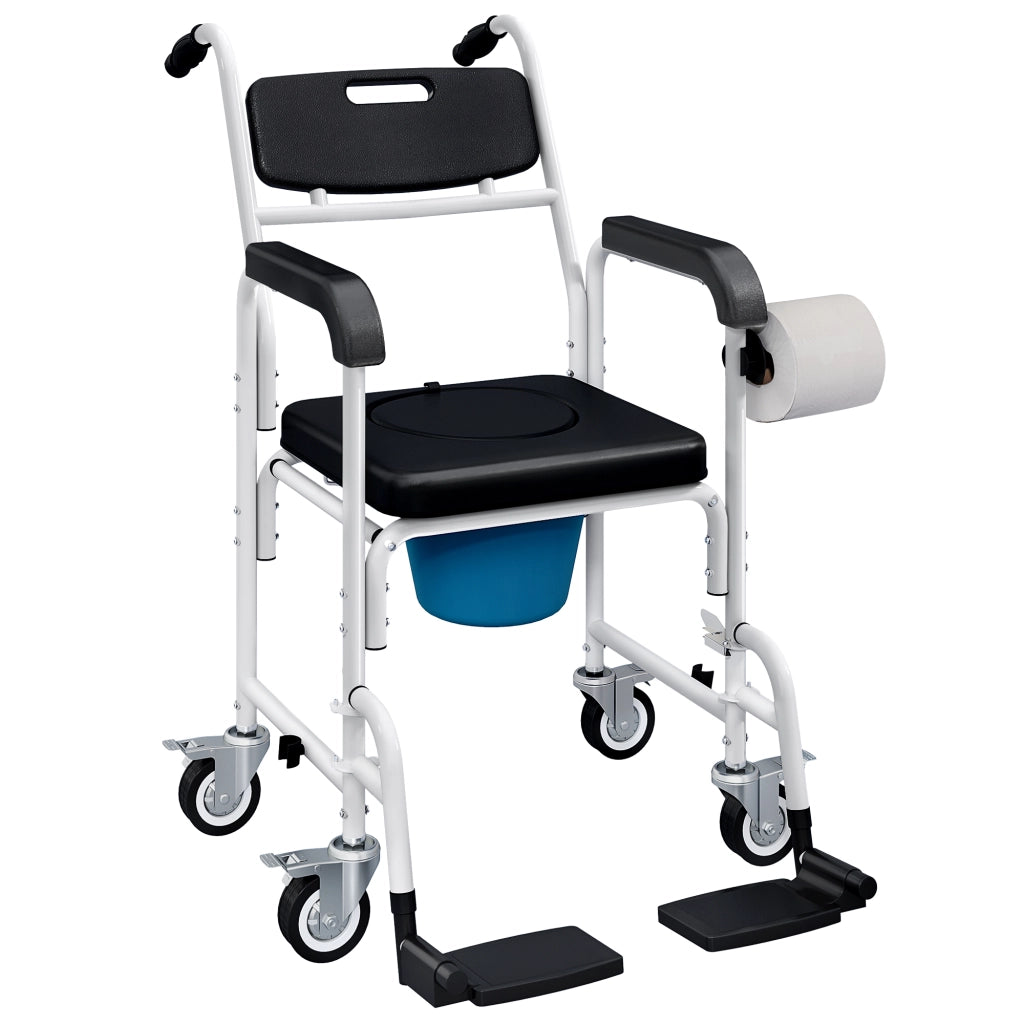 Sedia da doccia con ruote ¨C zephmum ¨C 53x97x97 cm, nero