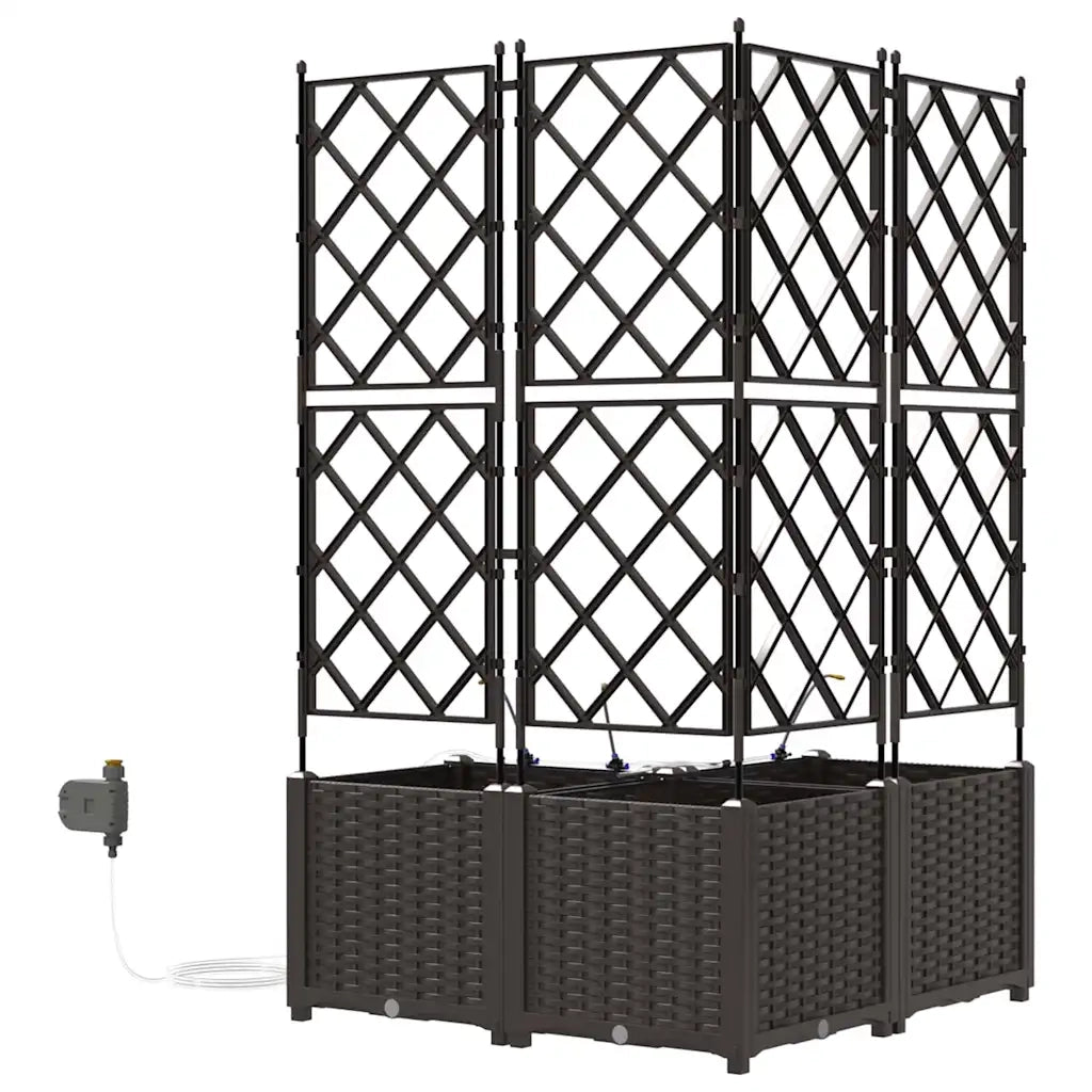 Fioriere | Cassetta per fiori | Vaso da giardino 3 pz Marrone 80 x 80 x 142 cm Plastica