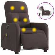 Poltrona | Sedia Relax Massaggio Reclinabile Elettrica Marrone Scuro Tessuto