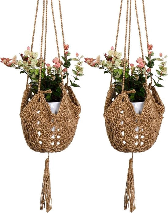 Set di appesi fiori da 2 appesi fiori decorazione boho corda di cotone lampada per vaso da appendere per decorazione di parete interna
