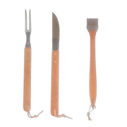Trade Shop - Set 3 Utensili Per Barbecue Forchettone Pennellino E Coltello Lama Bbq Attrezzi -