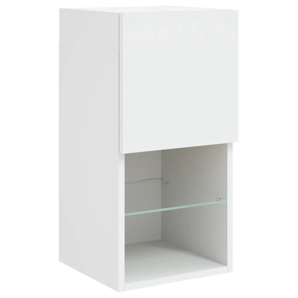 Mobili TV a Muro con LED 6pz | Armadietto TV | Mobile Porta TV Bianchi in Legno Multistrato