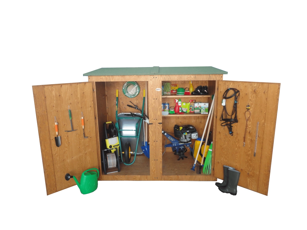 ARMADIO CASETTA IN LEGNO PORTA ATTREZZI DA GIARDINO MODELLO BONIFATO L.172 x P.72 x H.185 100% MADE IN ITALY SPEDIZIONE SU PEDANA