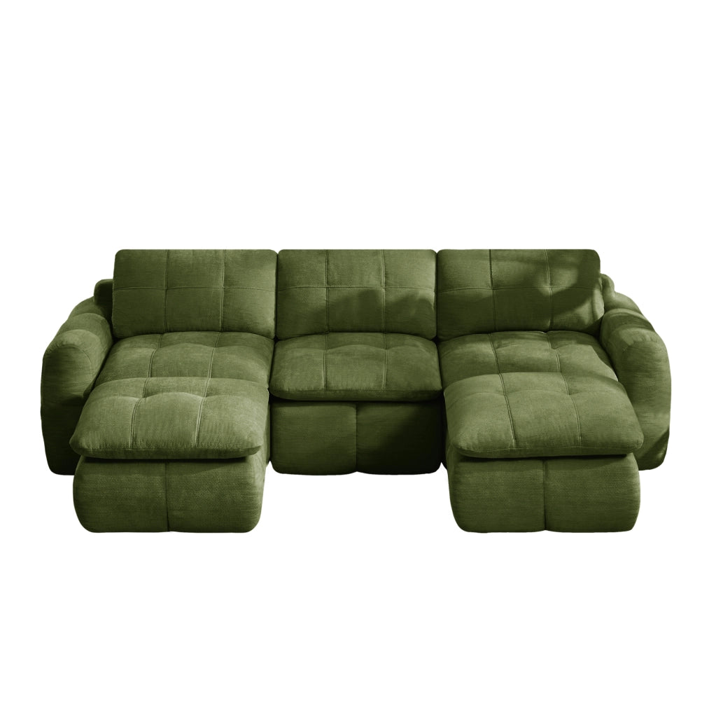 DIVANO Modulare a U 264x160 cm in Chenille Verde