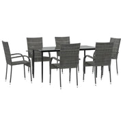 Set da pranzo da esterno 7 pezzi vimini in resina grigia 02_0014362