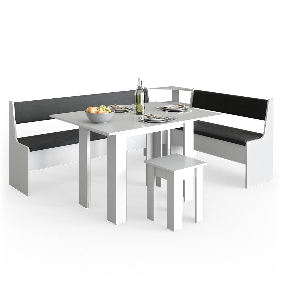 Vicco Gruppo panca ad angolo Bianco 210 x 41.5 cm con tavolo