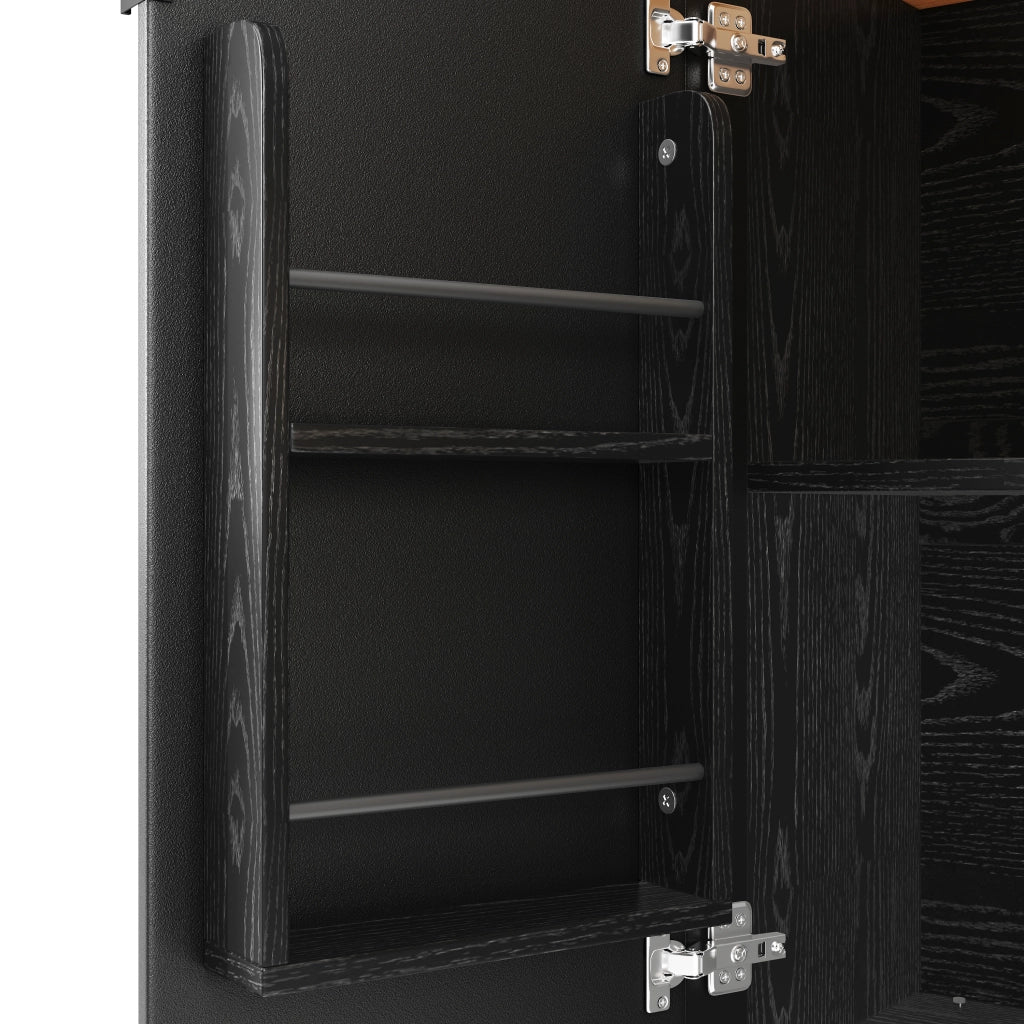 ISOLA CUCINA 130x45(75)x92 cm in MDF Nero con ruote
