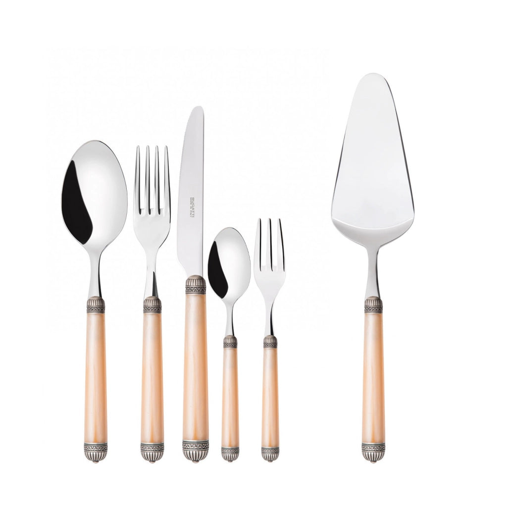 DORICO Ghiera Argento Anticato, Posate Set 31 Pz, Scatola