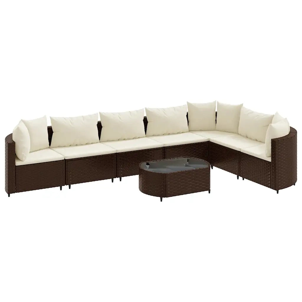 Set Divani da Giardino 8 pz con Cuscini Marrone in Polyrattan 3308385