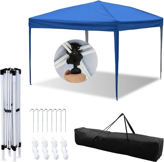 Tenda per giardino e campeggio Pavillon Ripiegabile Montaggio facile Senza pareti 3x3m Blu