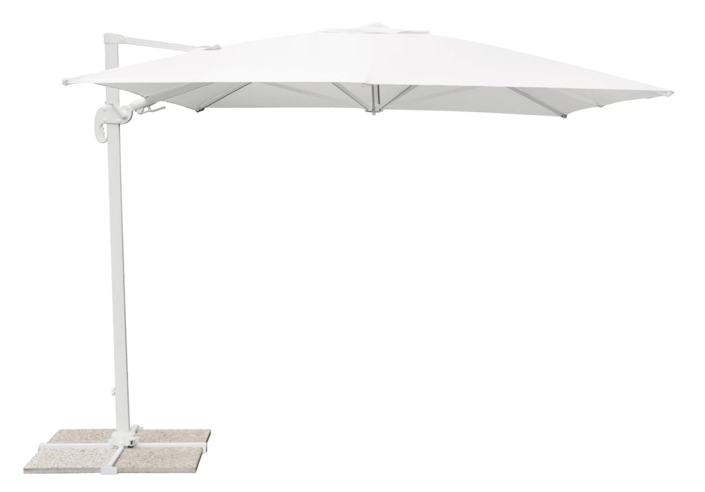 Ombrellone California 3X3 palo basculante bianco con maniglia Greenwood