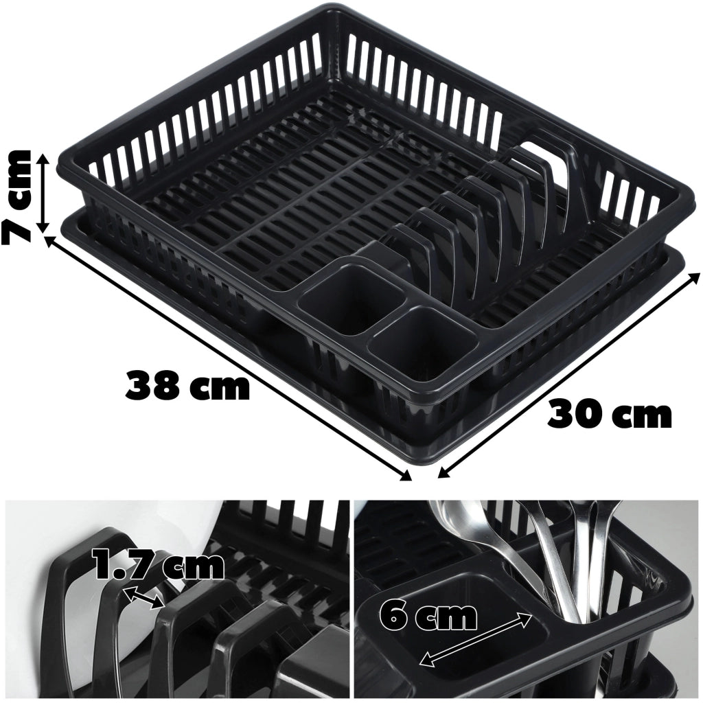 Scolapiatti KADAX per posate, piccolo, a un solo livello, in plastica, 38 cm