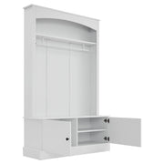 Mobile ingresso con panca; barra appendiabiti e ripiani regolabili - 120x40x190 cm - bianco
